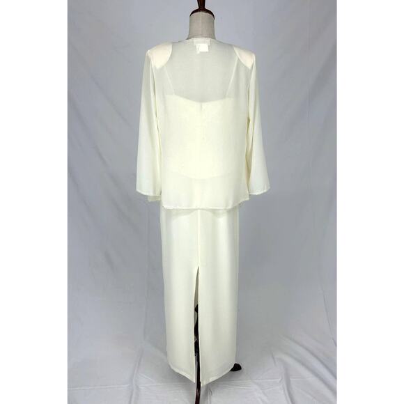 Chicas Dress Set Maxi Gown Jacket Women Medium Off White Embroidered Formal NWT - Picture 2 of 16